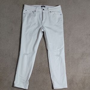 Express Mens White Distressed Slim Denim Pants